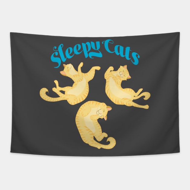 Sleepy Cats in Blue Tapestry by Brushes with Nature