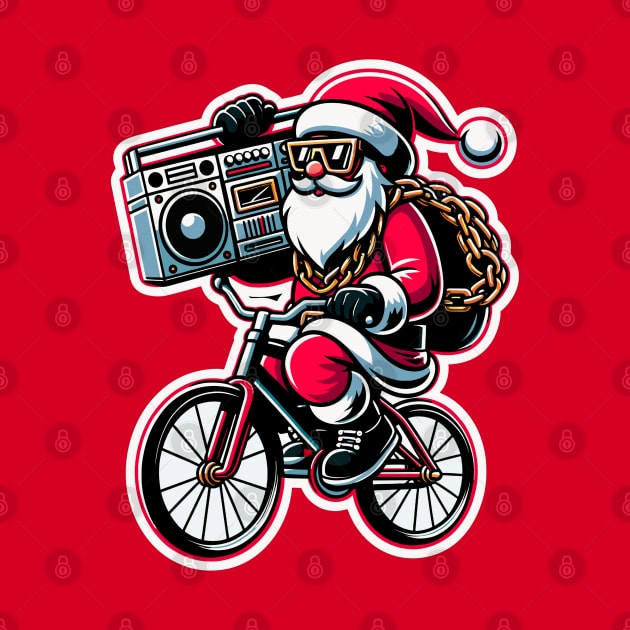 Santa's Hip Hop Christmas Riding With Boombox by Contentarama