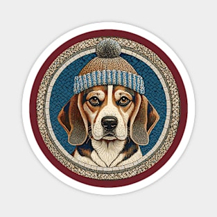 Beagle dog dressed for winter Magnet