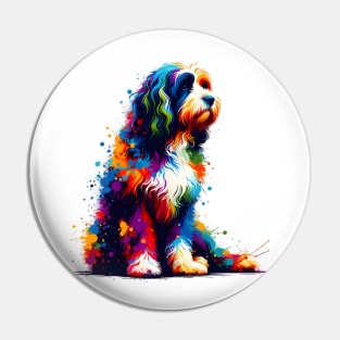 Vibrant Barbet Captured in Colorful Splash Art Style Pin