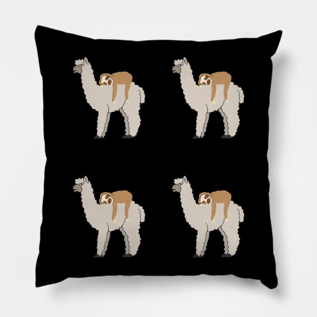 Cute Sloth Sleeping on Llama Pattern Pillow by theperfectpresents