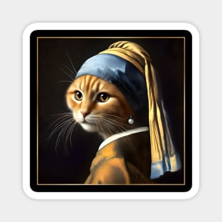 Cat with a Pearl Earring Magnet