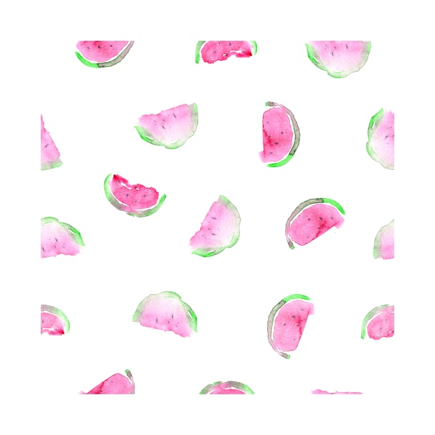 Watermelon slices in watercolor for fun summer and beach by katerinaizotova