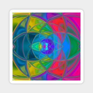 Mosaic Kaleidoscope Flower Rainbow Magnet