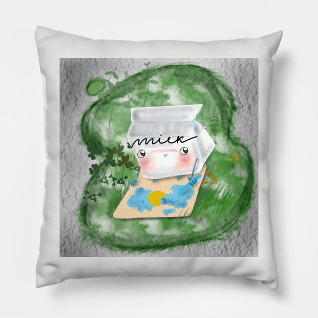 Bashful milk 🥛☺️ Pillow by Mooseberry1