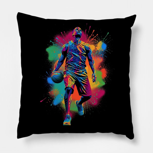 Basketball Player Illustration Pillow by TooplesArt