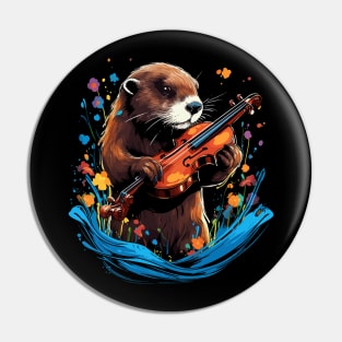 Otter Playing Violin Pin