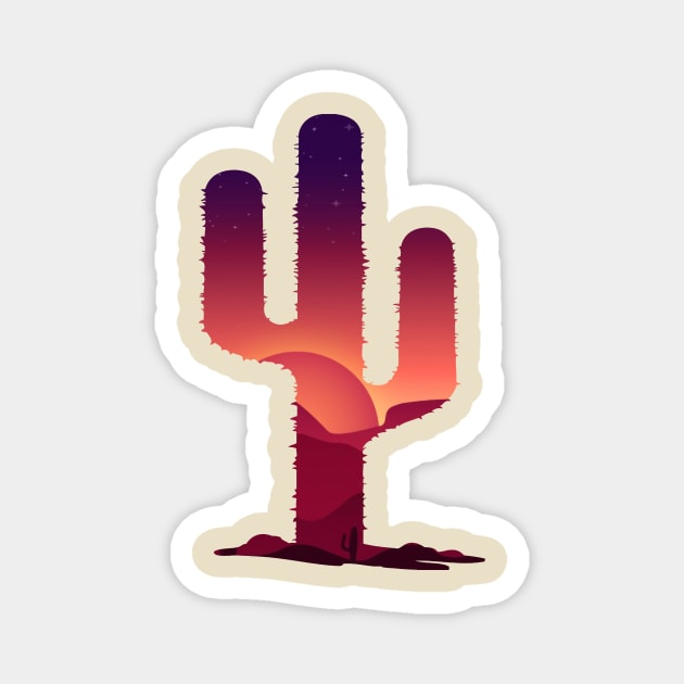 Desert Sunset Cactus Magnet by Lupa1214