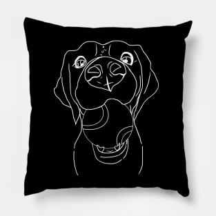 Dog with a tennis ball in its mouth. Cute white line art Pillow