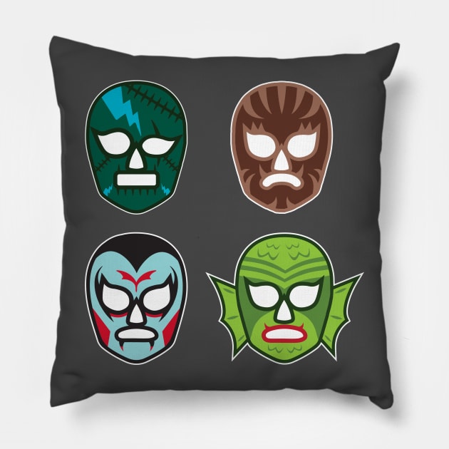 Monster Pals - Luchador Masks Pillow by JMADISON