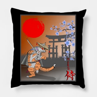 cat, Neko samurai Pillow