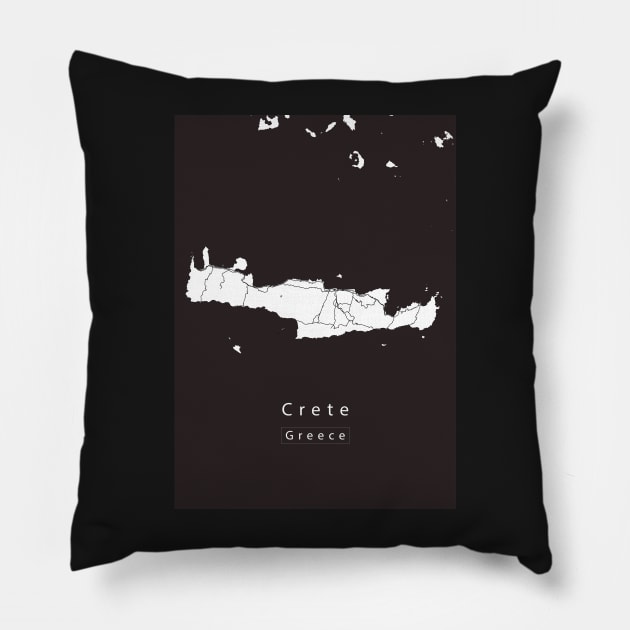 Crete Greece Island Map Pillow by Robin-Niemczyk