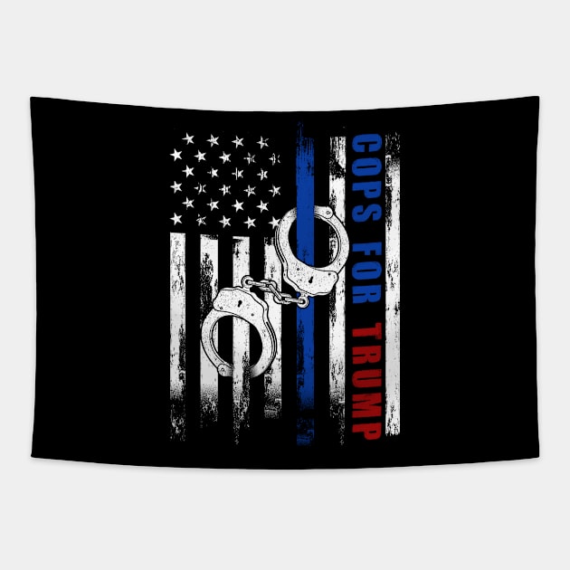 Cops For Trump Police Vintage Usa Flag Tapestry by cotevalentine