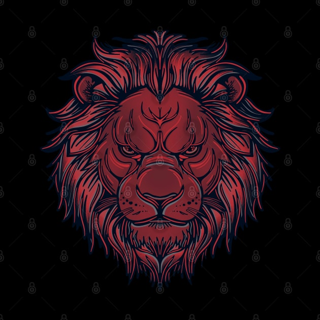 Red lion head with grey highlights by DaveDanchuk