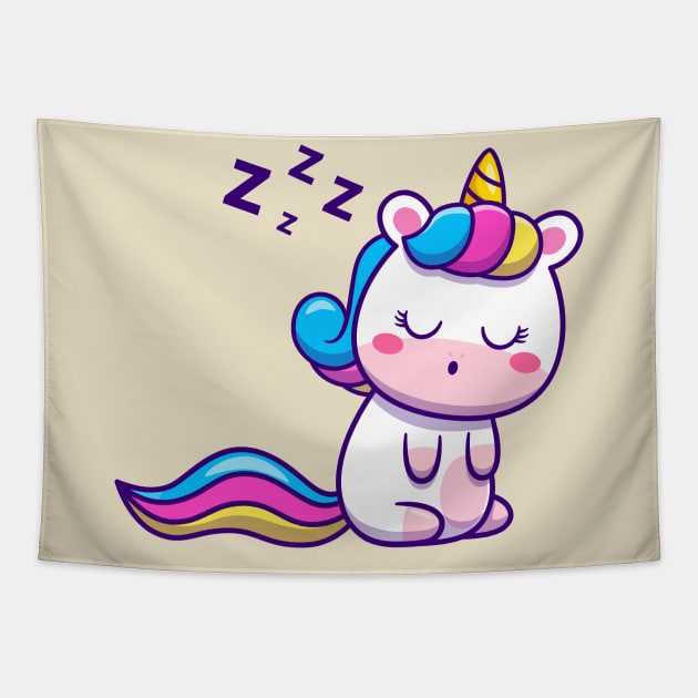 Cute Unicorn Sleeping Cartoon Tapestry by Catalyst Labs