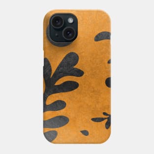 Black floral on gold Phone Case