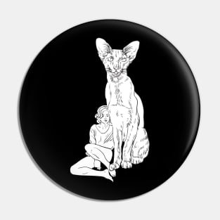 Girl and Cat 2 Pin