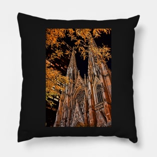 USA. New York. St. Patrick's Cathedral at night. Pillow