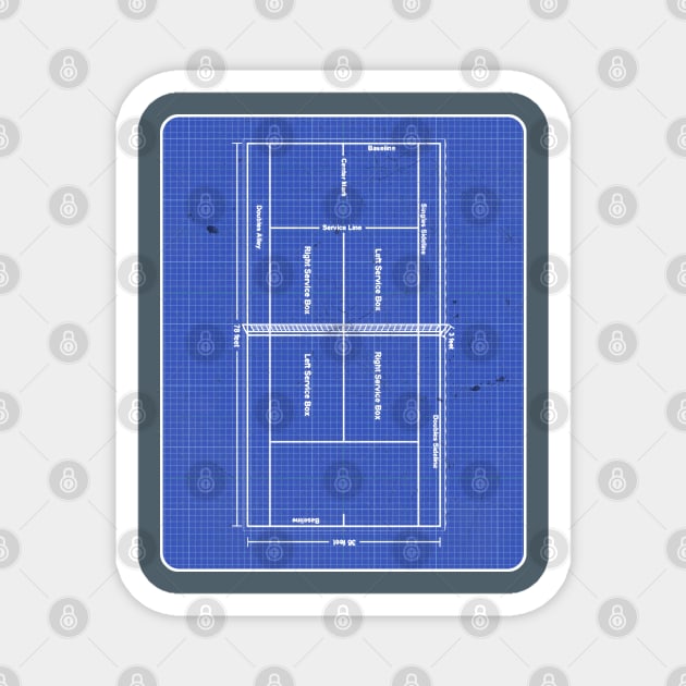 Tennis Court Blueprint Magnet by RAADesigns