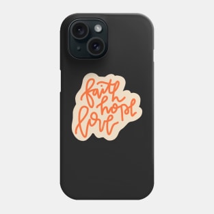 "faith hope and love" retro bible verse design Phone Case