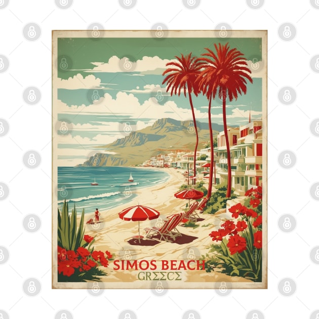 Simos Beach Greece Tourism Vintage Travel Poster by TravelersGems