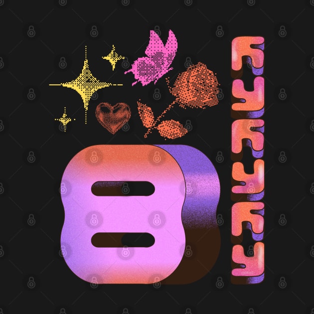 Number 8 Aesthetic graident and pixel design by earngave