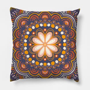 Harvest celebration retro mandala Pillow