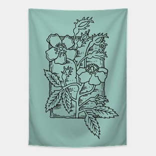 Muske Rose, vintage style stamp print Tapestry