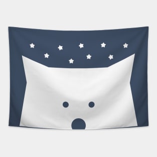 Peek-a-Boo Bear with Starry Night, White and Navy Blue Tapestry