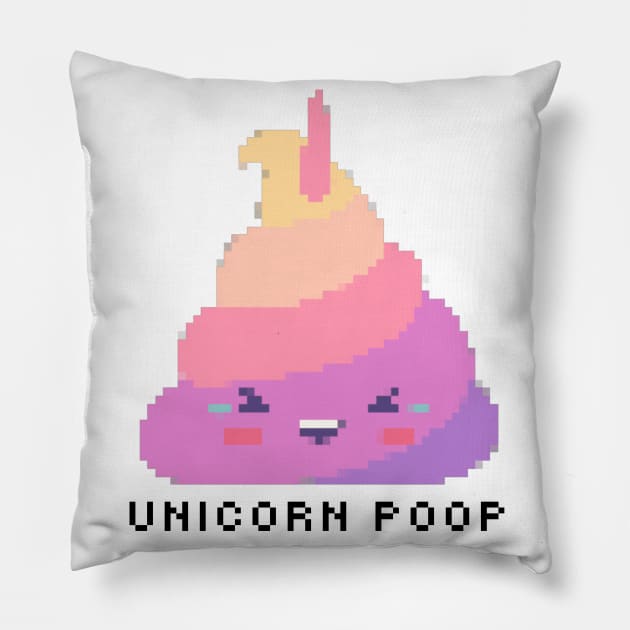 Unicorn poop pixel Pillow by The Bunga