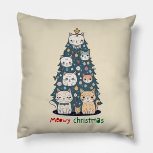 Meowy Christmas Tree sweater Pillow