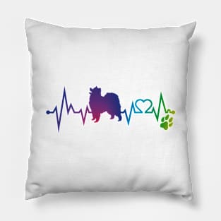 Samoyed  Colorful Heartbeat, Heart & Dog Paw Pillow