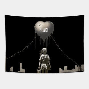 Peace: Stop The War in the Middle East on a Dark Background Tapestry