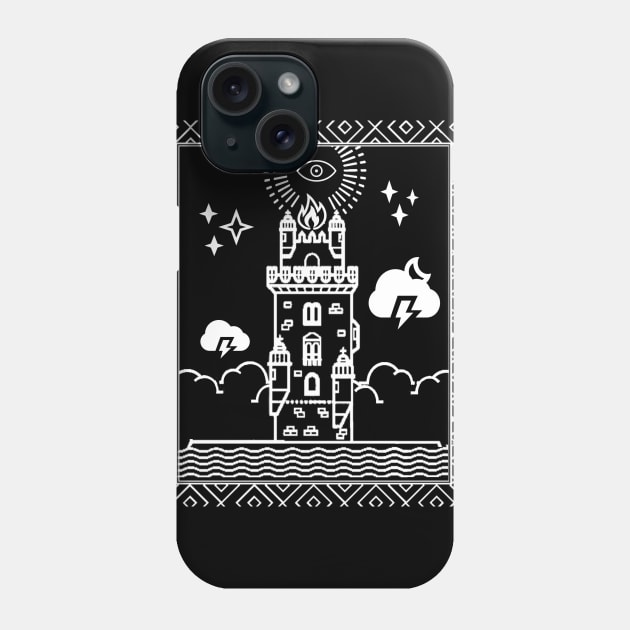 Tarot Card - The Tower - White Phone Case by ballhard