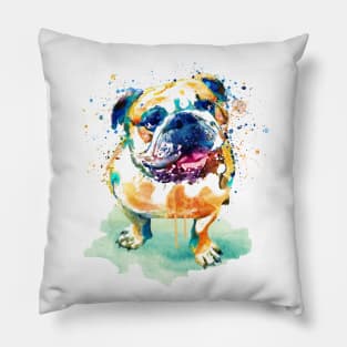 Watercolor Bulldog Pillow