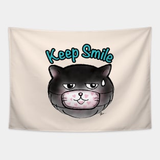 Keep smile black cat Tapestry
