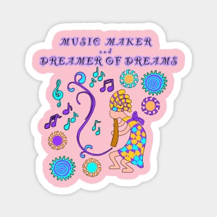 Kokopelli, girl, music maker, dreams, pastels Magnet