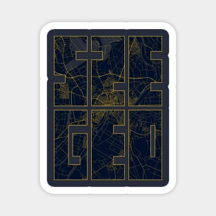 Szeged, Hungary City Map Typography - Gold Art Deco Magnet