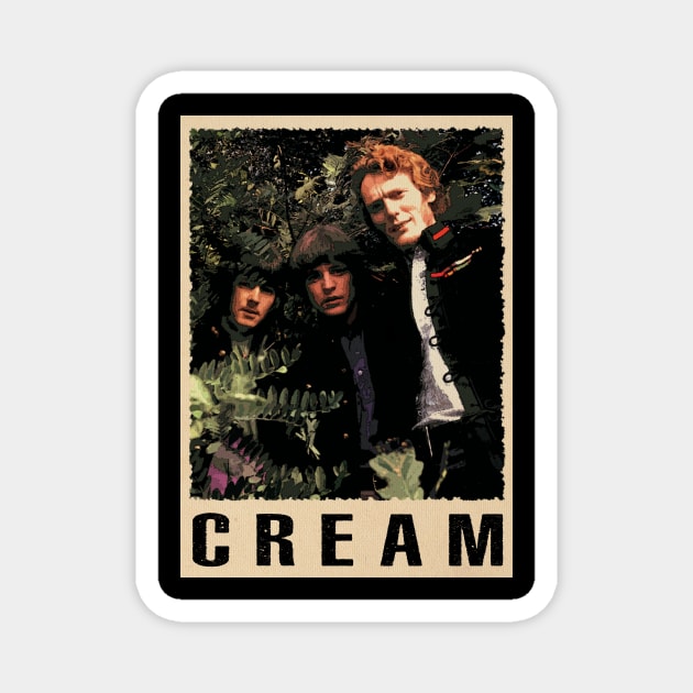 Creams Classic Rock - Feel the Music on Your Retro Cream T-Shirt Magnet by Skateboarding Flaming Skeleton