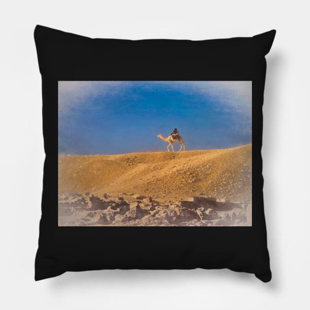 Lone Rider in the Sahara Sands Pillow by IanWL