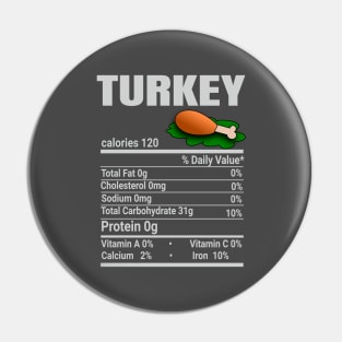 Turkey Nutrition Facts Family Matching Christmas Pin