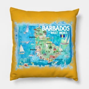 Barbados_Illustrated_Travel_Map_With_RoadsS Pillow