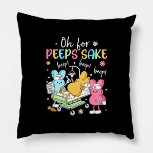 Oh For Peeps Sake Funny Easter Nurse Design Pillow