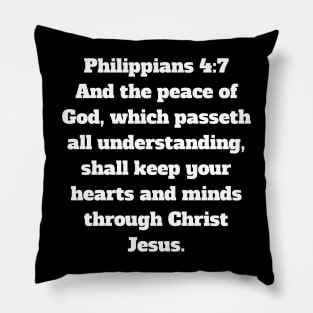 Philippians 4:7 King James Version Bible Verse Typography Pillow