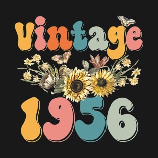 Vintage 1956 Sunflower Floral Retro Groovy 67th Birthday T-Shirt