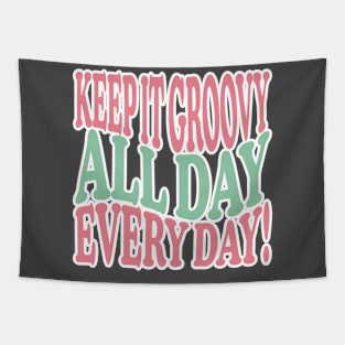 Groovy poster lettering, hippie, joy Tapestry