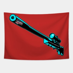 Punchado Sniper Rifle Blank Text, v. Code Teal Tapestry