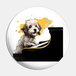 Dog playing piano Pin