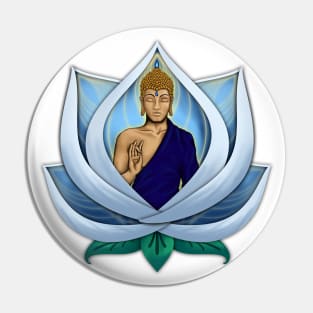 Buddha inside blue Lotus Flower Pin