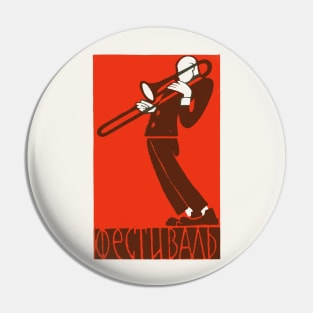 Trombone Player ---- Retro Soviet Poster Aesthetic Pin